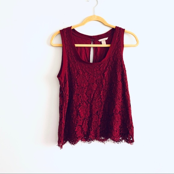 Banana Republic Scarlet Red Eyelet Blouse Size S